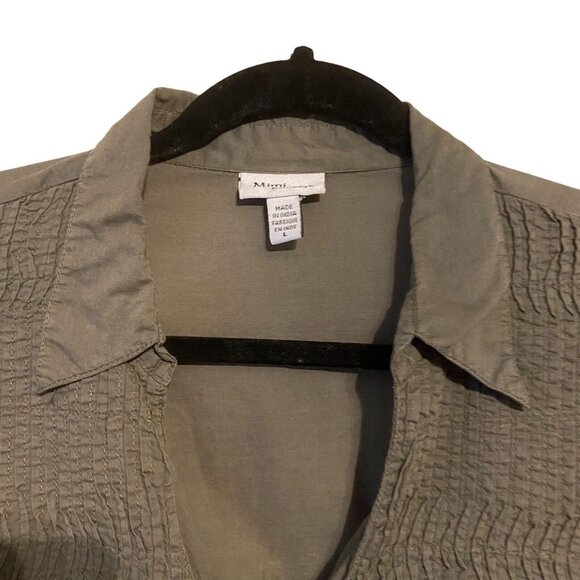 Mimi Maternity women Large Blouse Top Green‎ V-neck Hidden Side Zipper Flawed - Picture 4 of 10